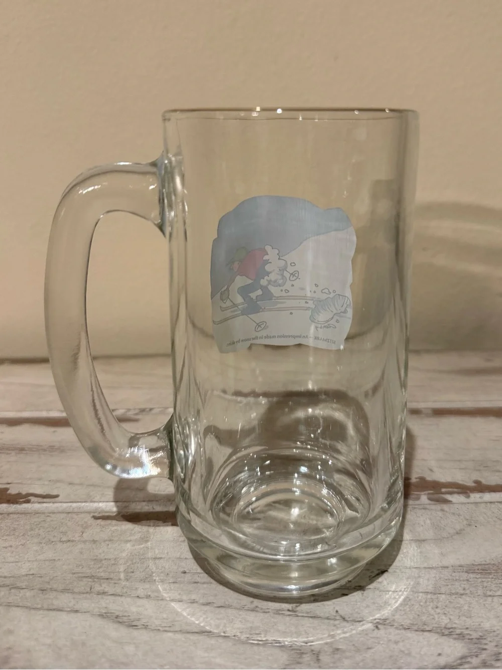 Vintage Sitzmark Ski Humor Glass Beer Mug Barware